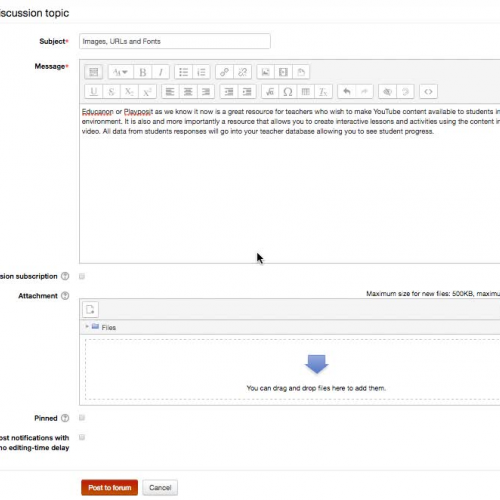 Moodle-Adding Images, URLs and Formatting Discussions