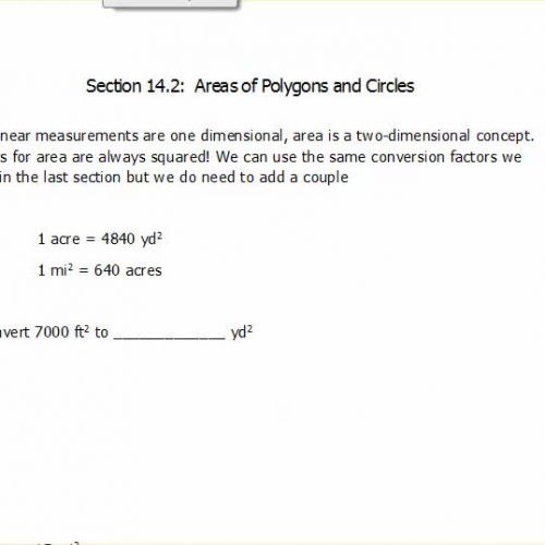Areas of Polygons and Circles