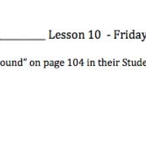Lesson 10 Friday