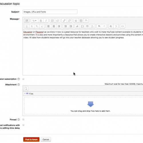 Formatting discussion post in Moodle