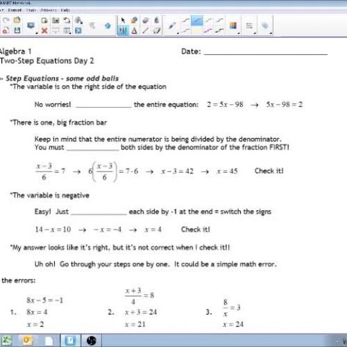 3.1 Two Step Equations Day 2