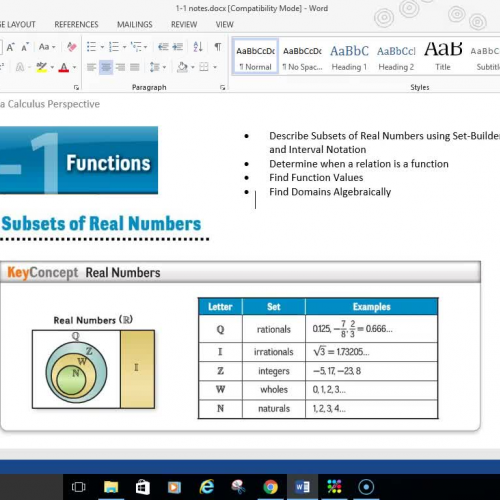 Pre-Cal 1-1 Set Builder Notation