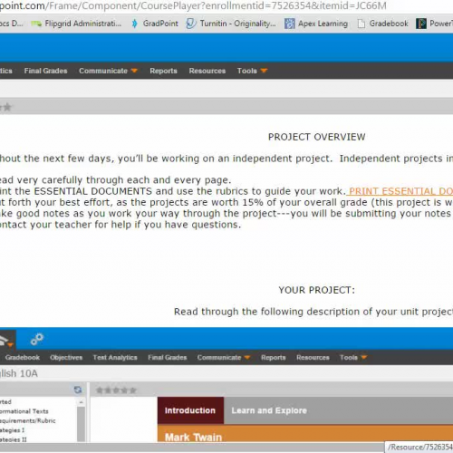 MarkTwain Project Overview (Gradpoint)