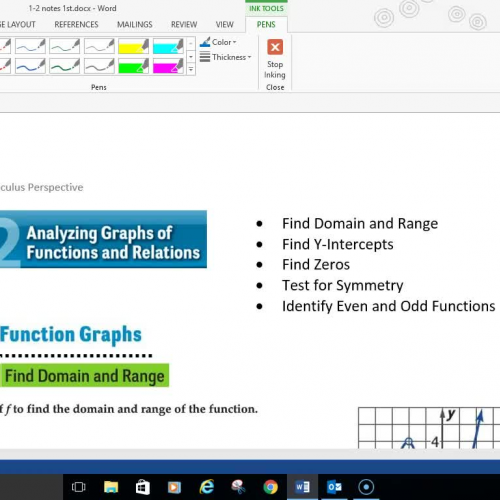 Pre-Cal 1-2 Domain and Range