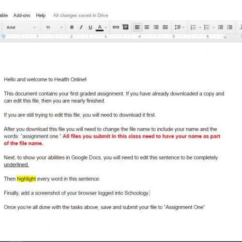 Assignment One Walkthrough