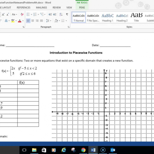 Pre-Cal Piecewise Functions Part 1