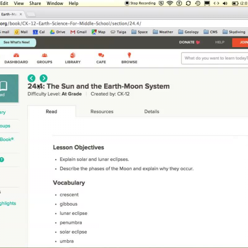 24.4 CK12 Earth Science for Middle School - The Sun and Earth Moon System