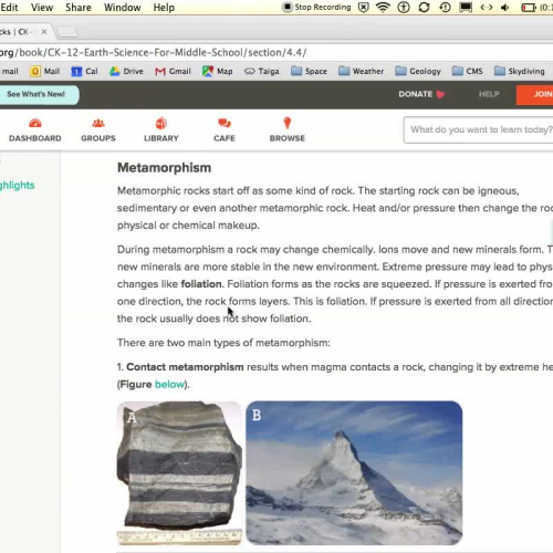 4.4 CK12 Earth Science for Middle School - Metamorphic Rocks