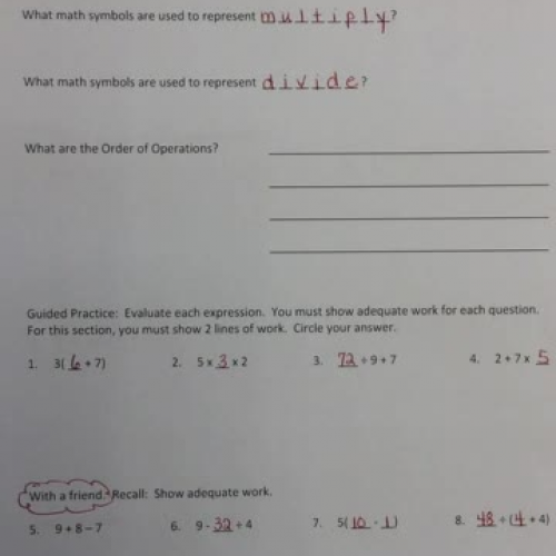 1.0 Order of Operations