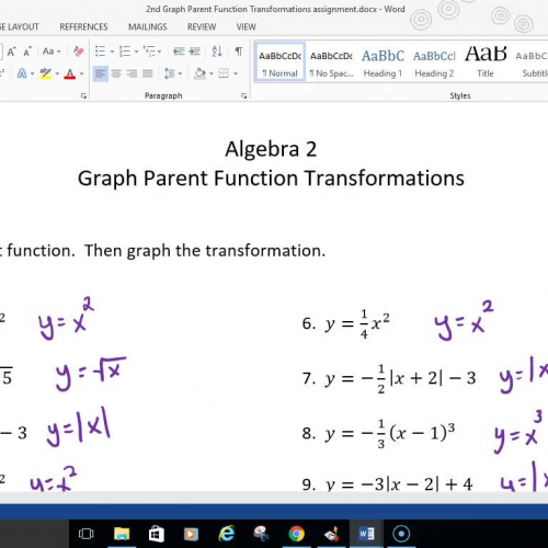 Alg 2 Graph Parent Function Transformations #1