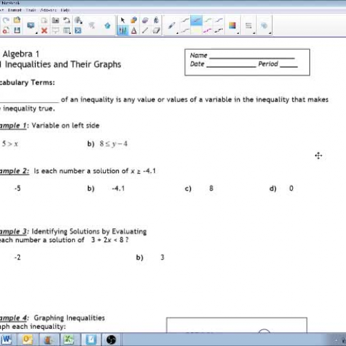 4.1 Inequalities and Their Graphs
