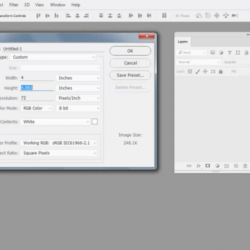 Creating a New Document  in Photoshop