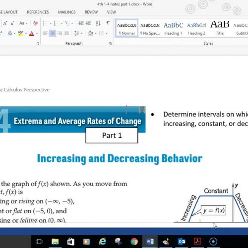 Pre-Cal 1-4 Part 1 Increasing, Decreasing, Constant