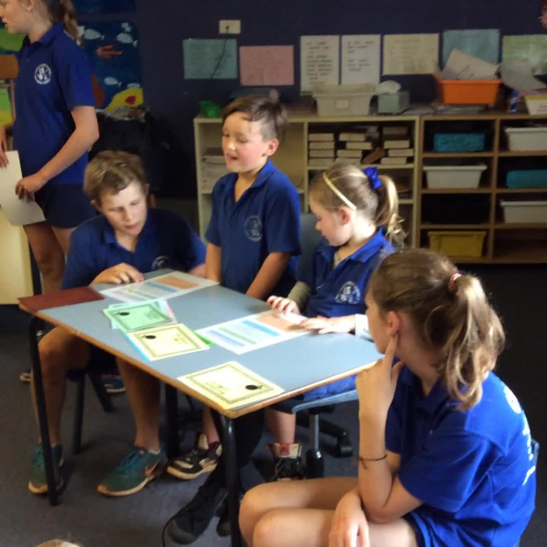 Kindergarten students Leading Rous Public School Assembly 14.9.16
