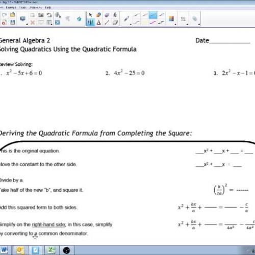 Solving Quadratics using the Quadratic Formula