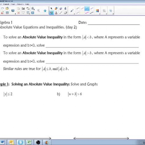 4.6 Absolute Value Equations and Inequalities Day 2
