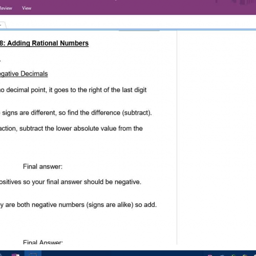 Adding Rational Numbers (Unit 2 Lesson 8)