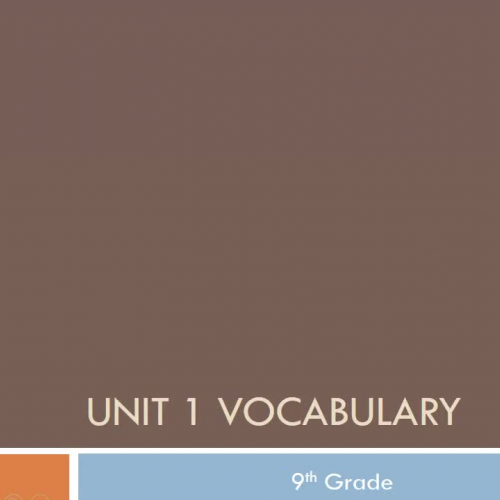 Vocabulary Unit 1-9th Grade