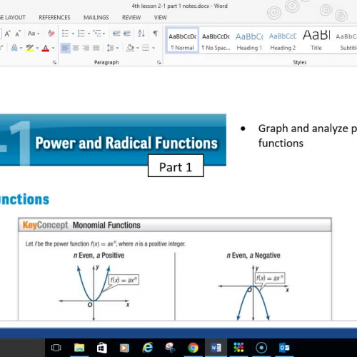 Pre-Cal 2-1 Power and Radical Functions Part 1