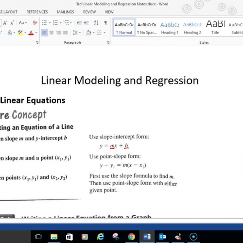 Alg 2 Linear Modeling and Regression Part 2