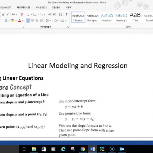 Alg 2 Linear Modeling and Regression Part 1