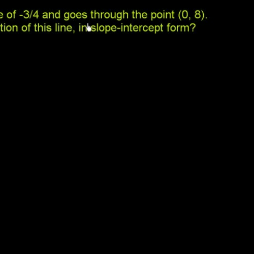 Finding the equation from a point and slope (E)