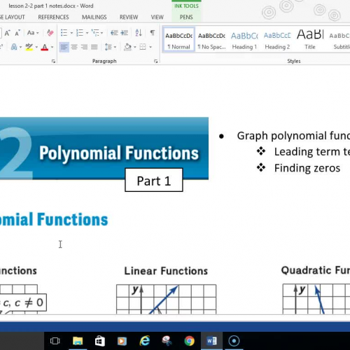 Pre-Cal 2-2 Polynomial Functions Part 1