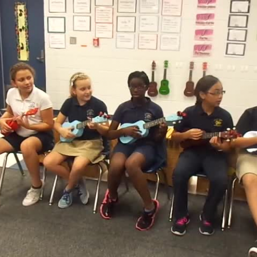 16-17 Ms. Etts' 5th grade class playing ukuleles "When the Saints Go Marching In" 