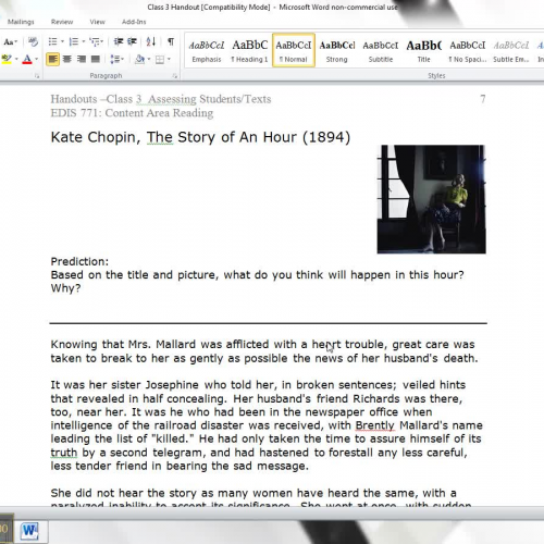 DRTA Example - The Story of an Hour