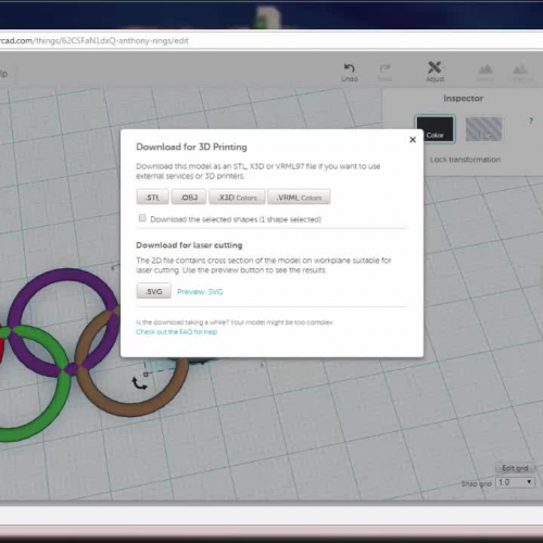 Olympic rings Tinkercad exercise