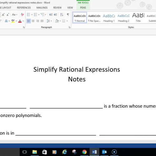 Pre-Cal Simplify Rational Expressions