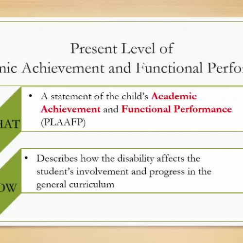 Present Level of Academic and Functional Performance