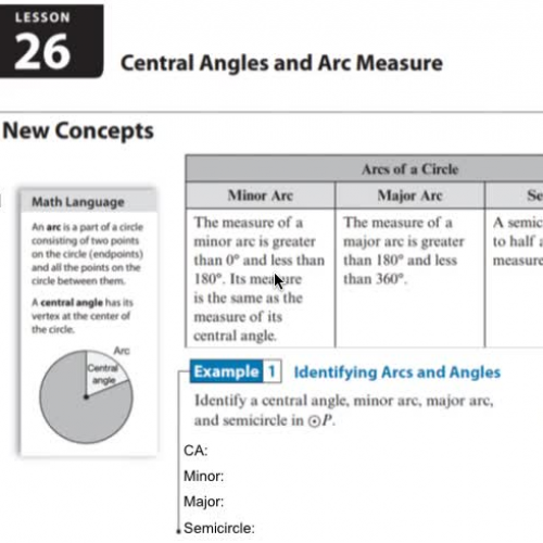 Central Angles &  Arcs