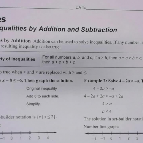 5.1 Inequalities with Addition and Subtraction Video 1