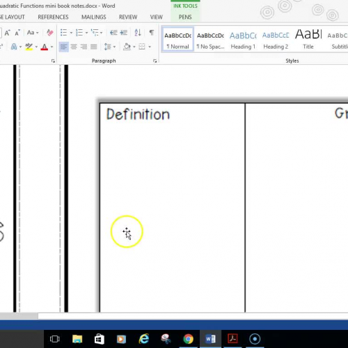 Alg 2 Quadratic Functions mini book Part 1