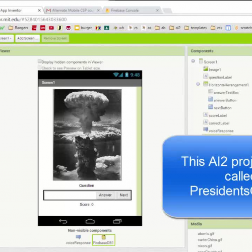 Mobile CSP Presidents Quiz App with Firebase - Part B