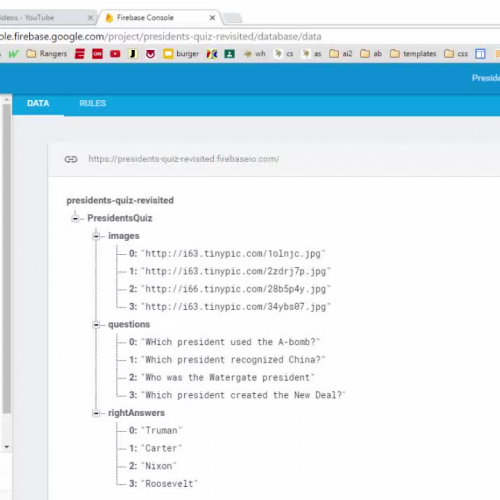 Mobile CSP Presidents Quiz with Firebase Debugging 