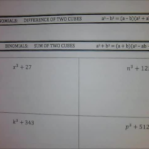 Sum or Difference of Two Cubes, vid 2
