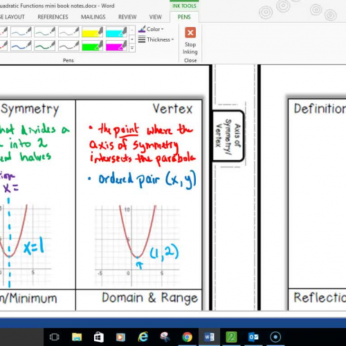 Alg 2 Quadratic Functions mini book Part 2