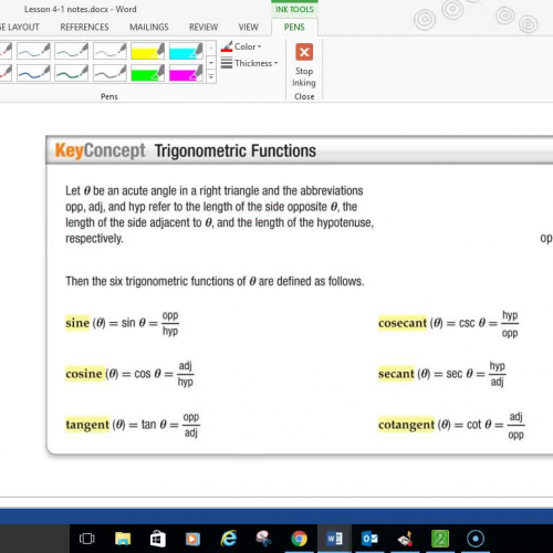 Pre-Cal Right Triangle Trig