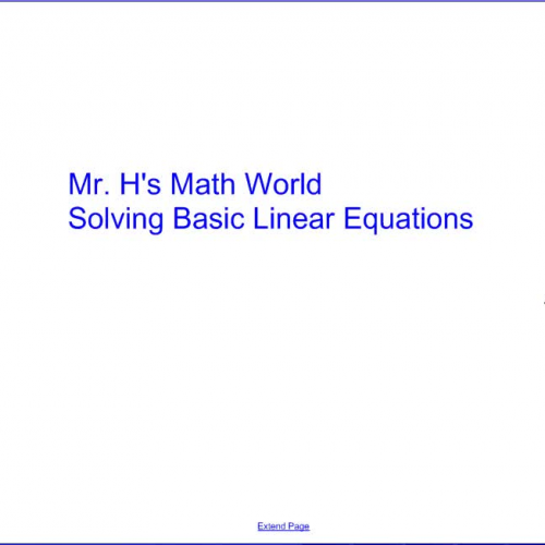 Solving Basic Linear Equations