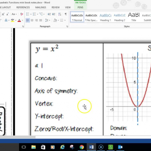 Alg 2 Quadratic Functions mini book Part 4