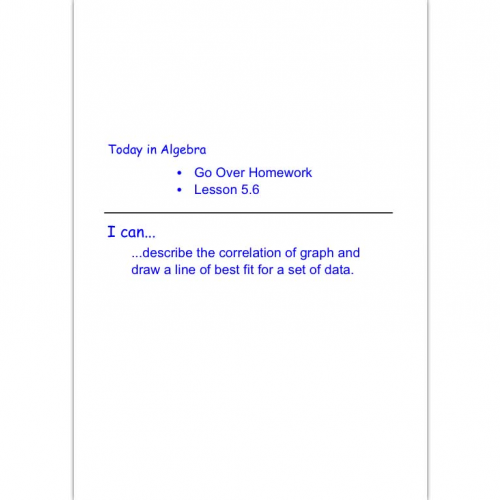 5.6 - Correlation and Line of Best Fit