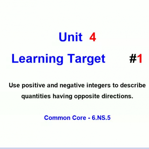 Unit 4 - Learning Target 1 - Positive & Negative Integers