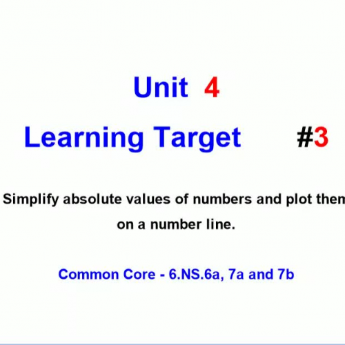 Unit 4 - Learning Target 3 - Absolute Values