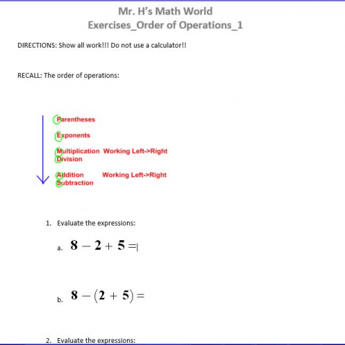 Exercises_Order of Operations_1