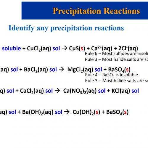 Reactions in Solutions - Precipitation Reactions