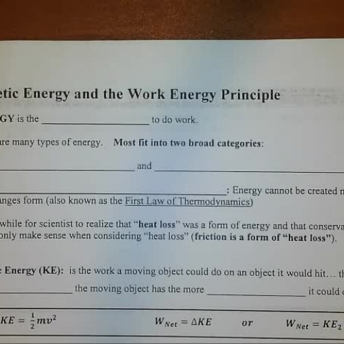 Kinetic Energy and the Work Energy Principle