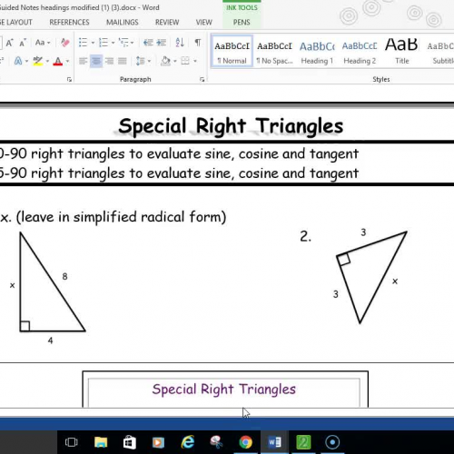 Special Right Triangles (Trig)