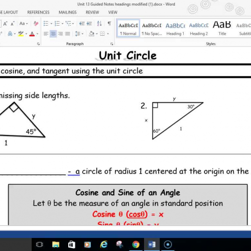 Pre-Cal Unit Circle (Trig)